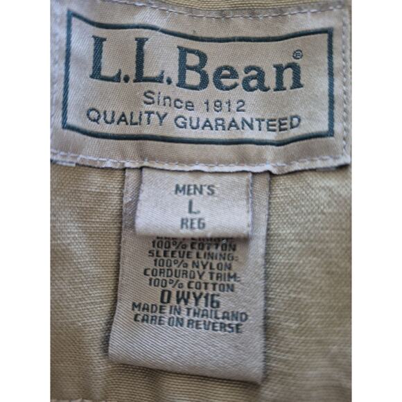 L.L. Bean Khaki Tan Brown Corduroy Trim Vintage Chore Field Barn Jacket Coat L - Picture 5 of 5